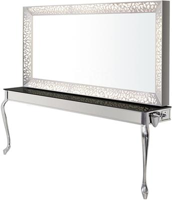 China Foshan Factory Large Lighted Double Sided Lighted Hair Salon Mirror Salon Station for sale