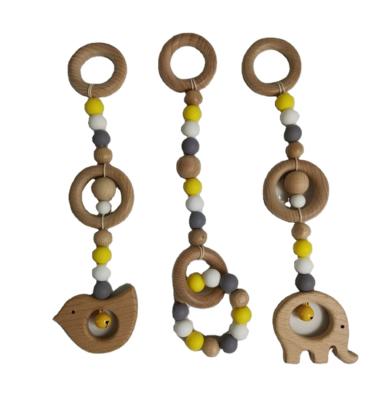 China Wholesales Non-Toxic Baby Rattle Toys Hanging Play Wooden Gym Toys With Bell for sale