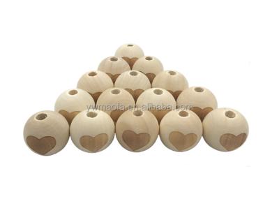 China Wholesale Kids Gift Round BeadsWith Love Eco-friendly Natural Wooden Heart For Baby Teether Toys for sale