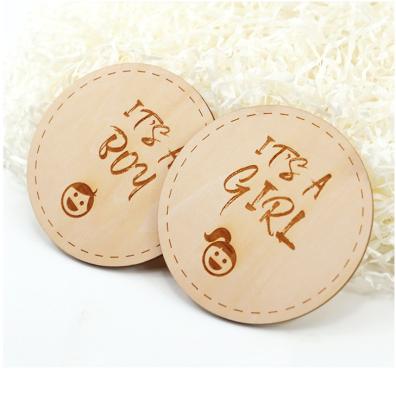 China Europe Wholesale Log Laser Engraved Baby Newborn Age Props Photo Milestone Monthly Card for sale