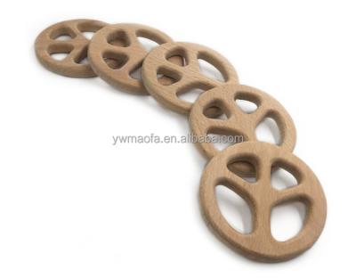 China Wooden Peace Logo Shaped Teething Components Beech Eco-Friendly Wholesale Kids Gift For Infant Teether Chew Toys for sale