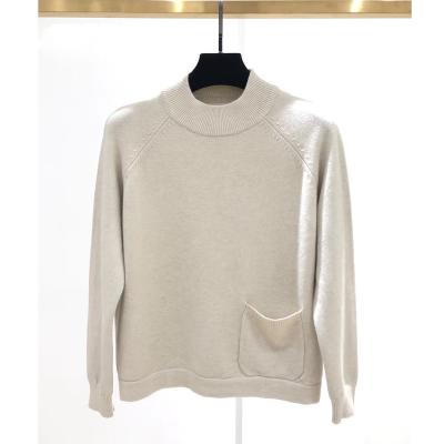 China OEM Breathable Custom Women Crewneck Long Sleeve Pullover Sweater With Pocket for sale