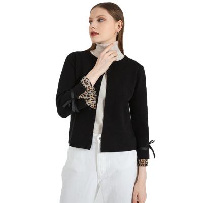 China Good Quality Trending Hot Lady Custom Anti-Wrinkle New Product Fashion Element Black Cardigan Sweater for sale