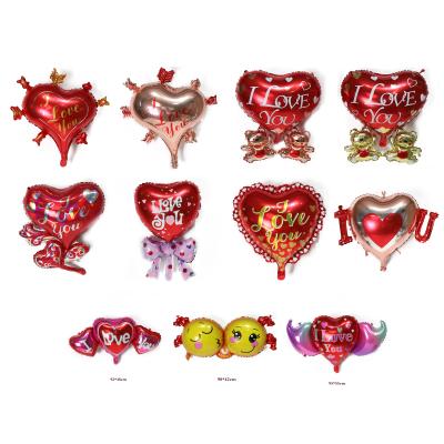 China Gold Two Self-Sealing Bear Rose Balloon Valentines Day Decorations Heart Shaped Gift For Wedding for sale