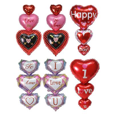 China I LOVE YOU Heart-Shaped Self-Sealing Foil Balloon Valentine's Day Wedding Decoration Twine Heart Foil Balloon for sale