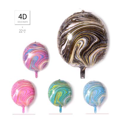 China 22 Inch Large Foil Agate Balloons 4D Round Self Sealing Sphere Pastel Marbled Mylar Balloon For Christmas Wedding Birthday Party Baby Shower for sale