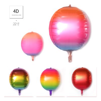 China 22 Inch 4D Rainbow Self Seal Round Shape Foil Mylar Balloons 4D Metallic Disco Balloons Gradient Jumbo Balloons, Great For Wedding for sale