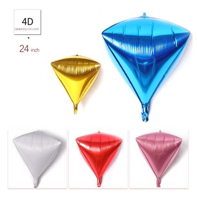 China 24 Inch Diamond Foil Mylar Balloon Hangable Self-Sealing Mirror Diamond 4D Metallic Balloons for Birthday Wedding Party for sale