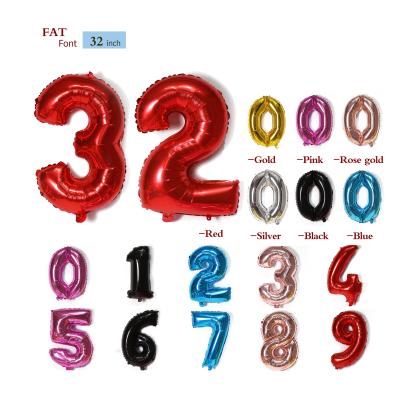 China Lovne Self-Sealing Giant 32 Inch Jumbo Silver Balloon Helium Number 2 Prom Balloons Foil Mylar Big Number Balloons 0 9 For Birthday Party for sale