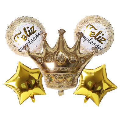 China Crown Five-piece Foil Balloons Birthday Party Atmosphere Decoration Five Star Balloon Decor/Brithday Gifts /WeedingParty Large for sale