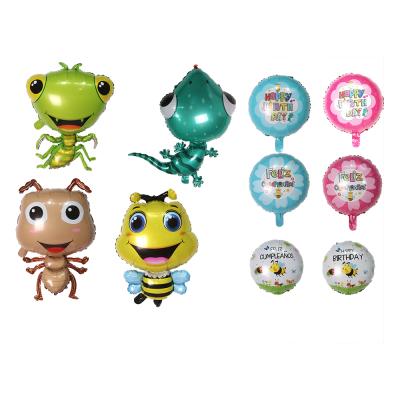 China Forest Bee Ant Ladybug Snail Children's Birthday Party Decoration Insect Foil Balloons Cartoon Self-Sealing Insect Movie Balloon for sale