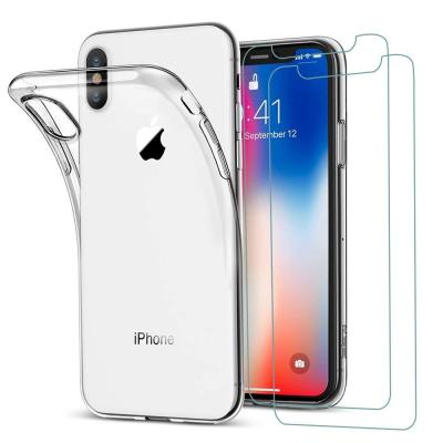 China Clear Case + Screen Protector iPhone X XS MAX Case For iPhone X Tempered Glass TPU Cell Phone Covers For iPhone X for sale