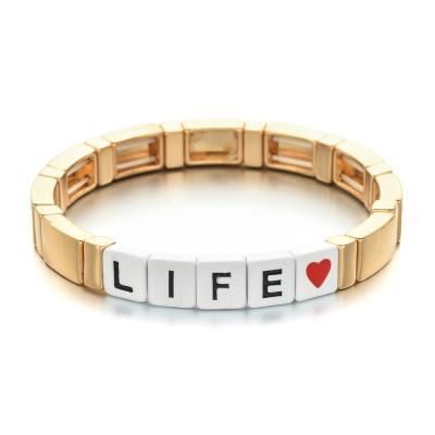 China BOHEMIA Fashion Jewelry U May Letters Tile Beads Bracelets for sale