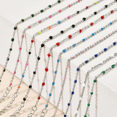 China ZMZY BOHEMIA Fashion Boho Women Stainless Steel Necklace Silver Color Beaded Chain Necklaces for sale