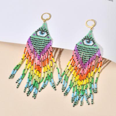 China ZMZY BOHEMIA Jewelry Boho Style Miyuki Beads Earrings For Women Evil Eye Earring Handmade Woven Turkish Fashion Tassel Earrings for sale