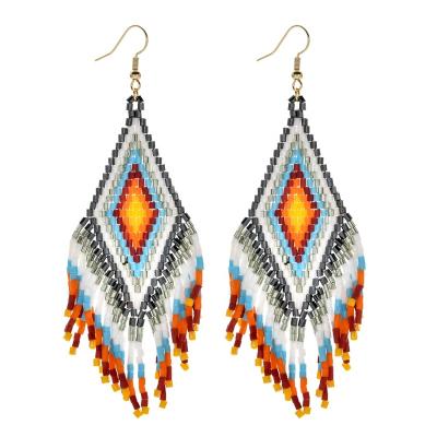 China ZMZY BOHEMIA Tassel Earring Miyuki Beads Geometric Boho Jewelry Vintage Dangle Statement Earring For Women for sale