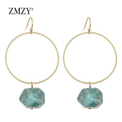 China BOHEMIA ZMZY Drop Earrings Women Simple Accessories Ethnic Irregular Natural Stone Big Statement Dangle Earrings for sale