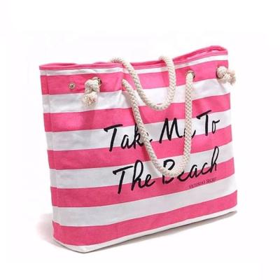 China Summer NATIONAL Women Striped Style Shoulder Canvas Beach Bag for sale