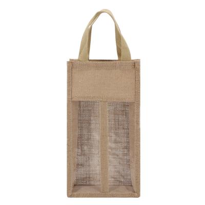 China NATIONAL Burlap Wine Bottle Gift Bag with Cotton Rope Handle for sale