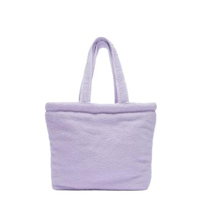 China Waterproof Women Wholesale Custom Logo Soft Warm Cotton Terry Material Tote Bag For Winter for sale