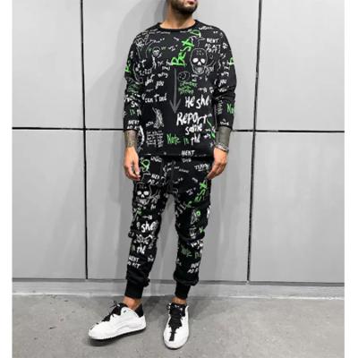 China Breathable Custom Track Pants Jogging Skeleton Print Blast Set Hoodie Mens Suit Cotton Hoody Sportswear Sweatpants And Hoodie Two Piece Set for sale