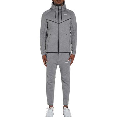 China Two Piece Logo Men's Polyester Tech Tracksuit Full Zip Up Hoodies Jogger Sportswear Custom Fleece Sweatsuits Men for sale