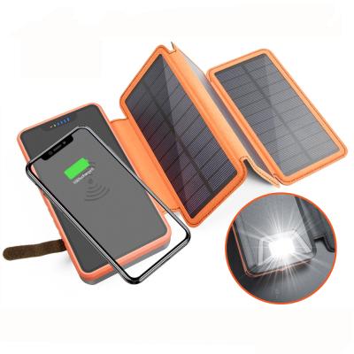 China 200000 Mah Wireless Solar Charger Phone Waterproof Outdoor Camping Portable Solar Panel Charger Power Bank for sale