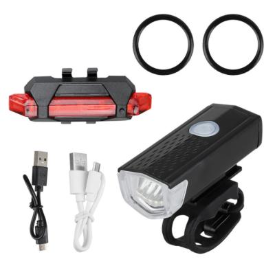 China Necessary Silicon+ Plastic+LED Bicycle Front Rear LED USB Rechargeable Bike Lights Outdoor Bicycle Cycling Light for sale