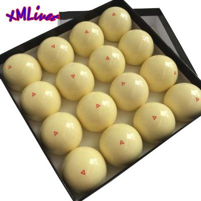 China Resin xmlivet Billiards Pool Balls White Yellow With Resin 52.5mm/57.25mm Red Nine-ball White Triangle Balls Accessories for sale