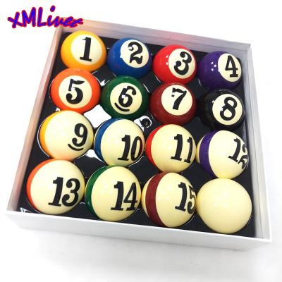 China High quality full set of balls resin xmlivet 57.2mm billiards pool balls 2 big 1/4 inch ball NO designs for sale