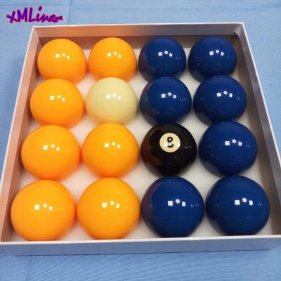 China Pool Balls Yellow/Blue Resin xmlivet 57.25mm Full Set High Quality Customize Billiards Balls 16pcs In 2 1/4inch for sale