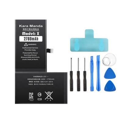 China Original iphone X battery capacity mobile phone AAA standard factory price for iphone X battery with install tool kits for sale