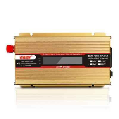 China Solar System/Car/Camping/Welding/Business Outside Shell Power Inverter LCD Golden Display LDC To 1000W AC Inverter Converter For Car Home Office Use for sale