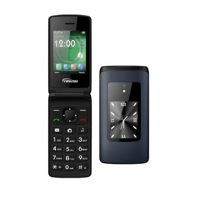 China Dual SIM Card Unused Unused GSM Cellulares Dual SIM Telefone Keyboard Folding Feature Mobile Phone For Elder Dual Screen Flip Phone FM for sale