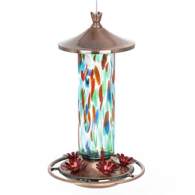 China Factory direct color transparent glass hanging hummingbird water feeder for sale