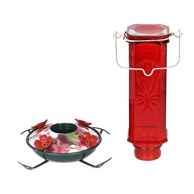 China Viable Square Red Transparent Glass Water Feeder Hummingbird Water Hanging Feeder for sale