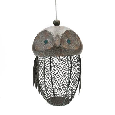 China Non-automatic Wholesale Outdoor Easy Install Feeder Owl Styling Metal Feeder For Bird for sale