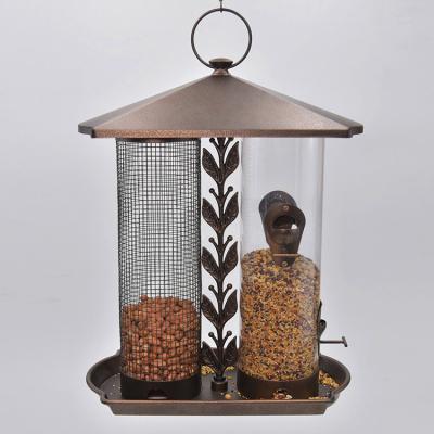 China 2-in-1 Metal Wild Bird Feeder Sustainable Hanging Garden Yard Outside Decoration for sale