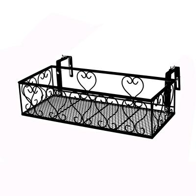 China Hanging Plant Rack On The Balcony Shelf Flower Bowl Container Metal Railing Flower Pot Hanging Rack for sale