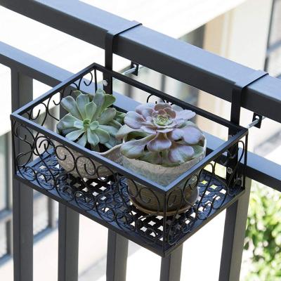 China Modern unique designs metal balcony iron plant rack display rack balcony flowerpot hanging rack for sale