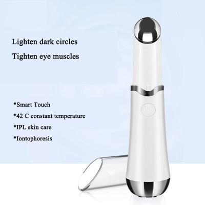 China Mini Electric Vibration Heat Led Eye Wrinkle Fashion Eye Wrinkle Remover Rechargeable Ionic Facial Massager Wand Eye Massager Pen for sale