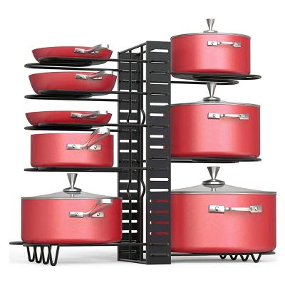 China Detachable Storage Rack Storage Rack Pan Lid Holder Cutting Board Multi-Layer Folding Pot Lid Cover Kitchen Organizer Viable for sale