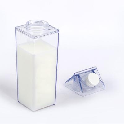 China Latest Design Custom Logo Transparent Milk Carton Shape Square Plastic Box Bottle Viable for sale
