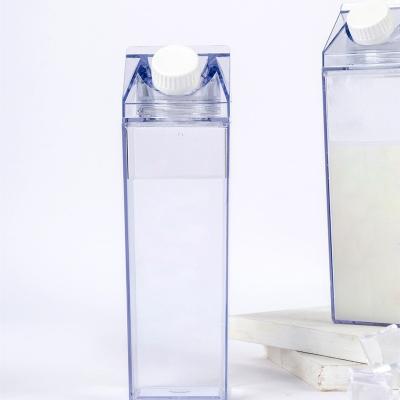 China Viable Factory Direct Logo Clear Milk Carton Plastic Reusable Custom Water Bottle for sale