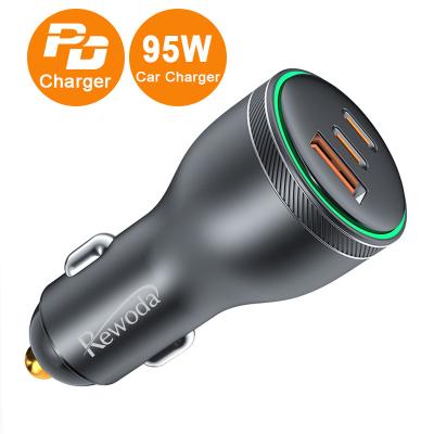 China Macbook 3 in 1 95W Usb C Car Charger USB C Car Charger PD 65W and QC30W Usb Charger Car Charger for sale