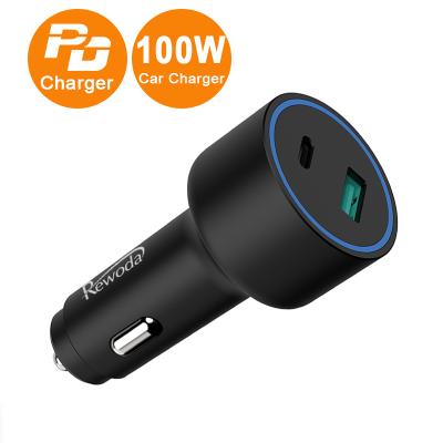 China Portable Type Macbook 100W Usb Car Adapter Mobile Phone Qc3.0 Palladium Charger Smart Dual Fast Car Laptop Cell Phone Charger for sale