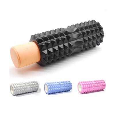 China Self Massage / Muscle Relax / Pain Releases / Stretch Massage Private Labeling Firm Density EVA Studded 2 In 1 Spike Foam Roller Foam Roller With Cap Or Solid Core for sale