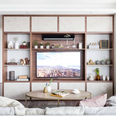 China 2022 Hangzhou Vermont Luxury Italian Wood Veneer TV Stand White Lacquer (Height) Adjustable Wall Cabinet for sale