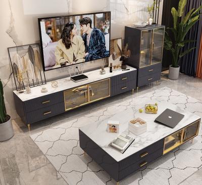 Κίνα (Size) 2022 Hangzhou Vermont Adjustable Italian Style Light Luxury Customized TV Stands Modern TV Units With Narrow Gold Frame Narrow Glass προς πώληση