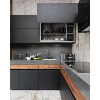 Κίνα 2021 Minimalist Hangzhou Vermont Style Modern Luxury Kitchen Sideboards Wooden Black Lacquer Kitchen Design προς πώληση